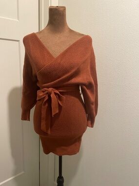 Lulus Fall into Fashion Rust Dolman Sleeve Sweater Mini Dress - XS